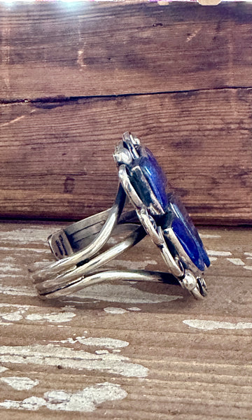CHIMNEY BUTTE Sterling Silver & Blue Lapis Lazuli Navajo Cuff