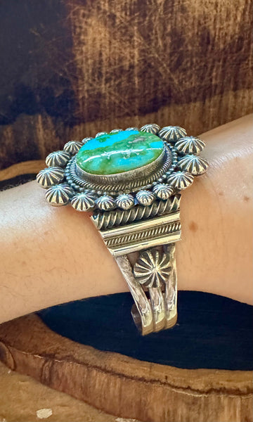 JAMES MASON Navajo Turquoise Sterling Silver Cuff • 62g