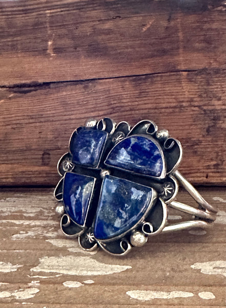 CHIMNEY BUTTE Sterling Silver & Blue Lapis Lazuli Navajo Cuff