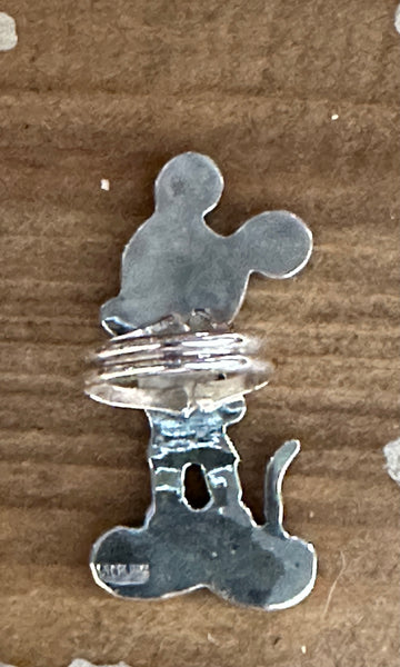 MICKEY MOUSE Zuni Toons Inlay Silver Ring • Size  9