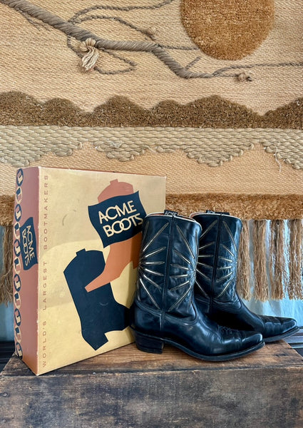 VINTAGE ACME Leather Western Boots • Mens 9