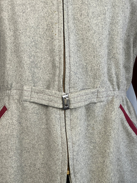 TWO TONE 40s Belted Jacket with  Mouton Fur Collar • Mens Size Medium Large