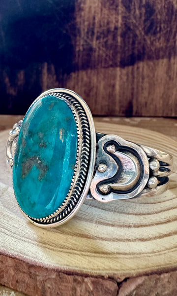 L. ARCHULELA TURQUOISE and Sterling Silver Moon Cuff • 38g