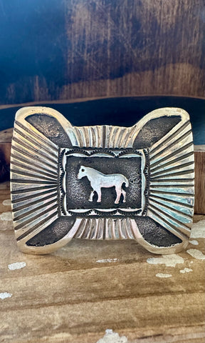 EMERSON KINSEL SILVER Horse Belt Buckle • 64g