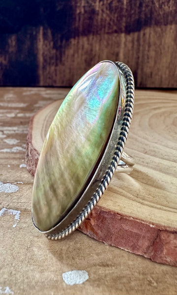 OCEAN ABALONE Large Sterling Silver Statement Ring • Size 7