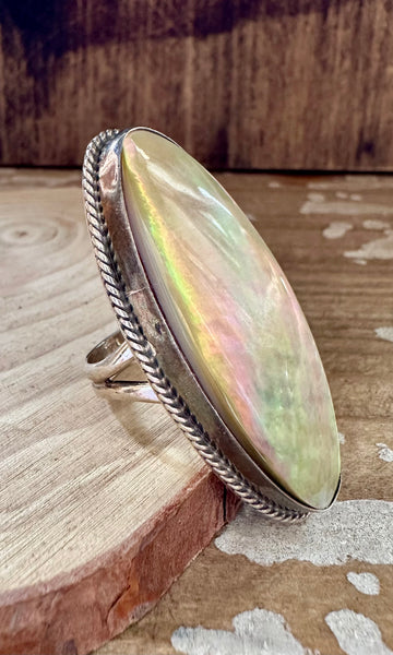 OCEAN ABALONE Large Sterling Silver Statement Ring • Size 7
