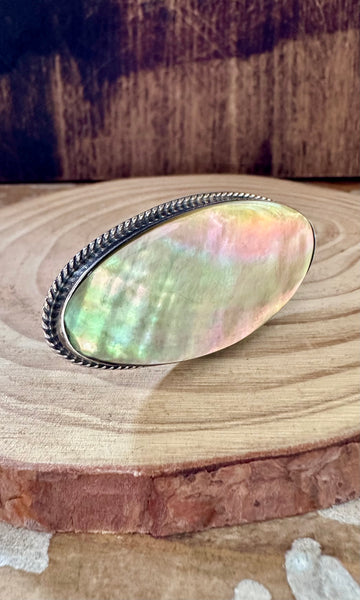 OCEAN ABALONE Large Sterling Silver Statement Ring • Size 7