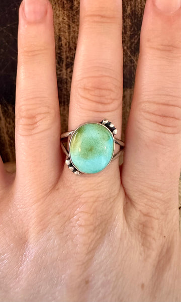 SEAFOAM D&D Sterling Silver and Turquoise Ring • Size 8 1/4