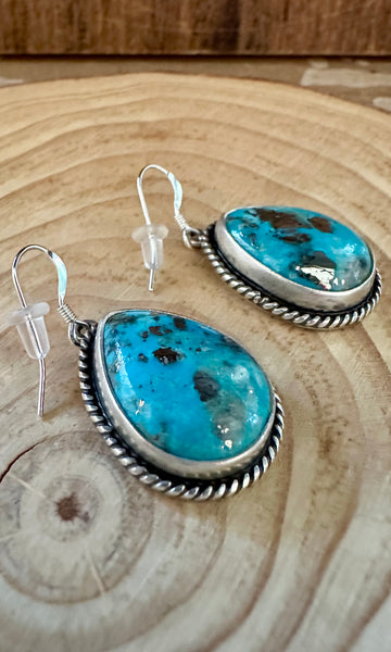 TURQUOISE BLUE BEAUTIES Sterling Silver Dangle Earrings