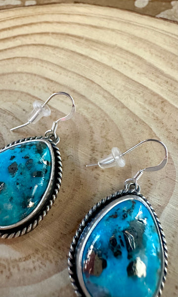 TURQUOISE BLUE BEAUTIES Sterling Silver Dangle Earrings