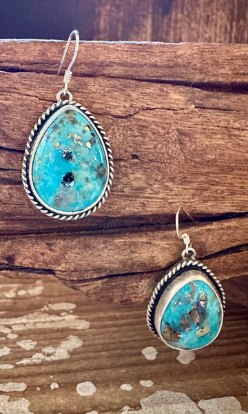 TURQUOISE BLUE BEAUTIES Sterling Silver Dangle Earrings
