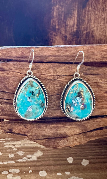 TURQUOISE BLUE BEAUTIES Sterling Silver Dangle Earrings
