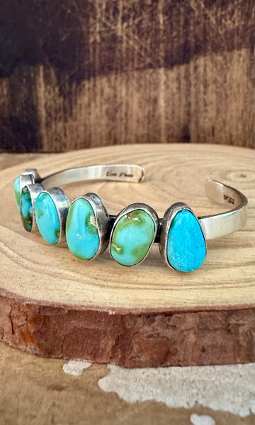 TURQUOISE PEBBLE TOSS Sterling Silver Cuff • 18g