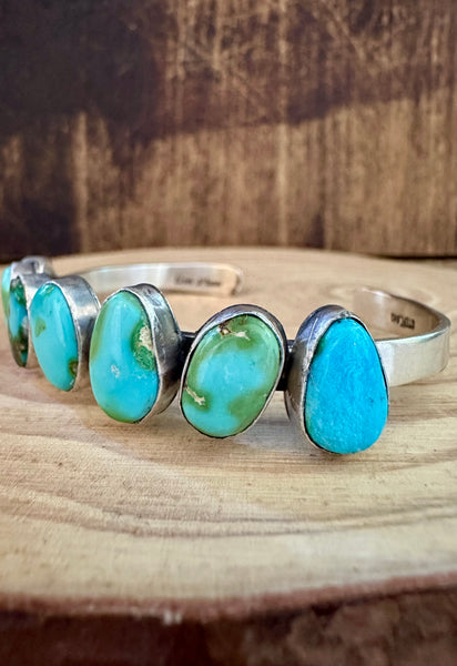TURQUOISE PEBBLE TOSS Sterling Silver Cuff • 18g