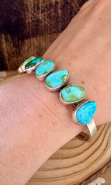 TURQUOISE PEBBLE TOSS Sterling Silver Cuff • 18g