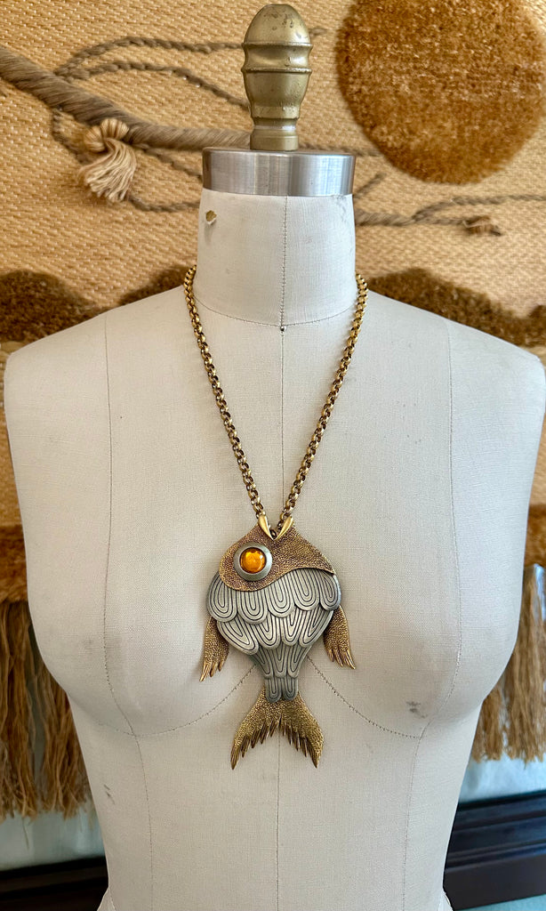 1970s VINTAGE FISH Large Statement Necklace