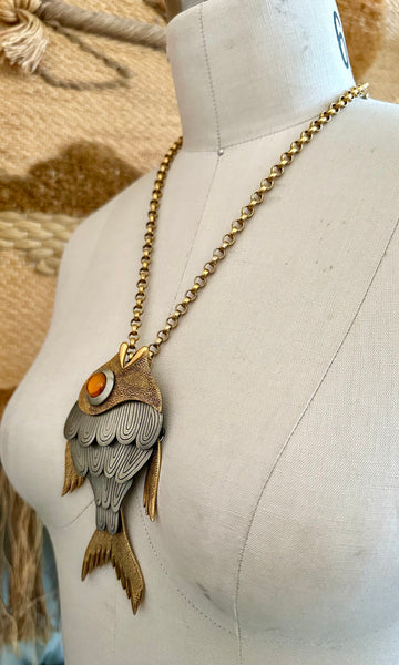 1970s VINTAGE FISH Large Statement Necklace