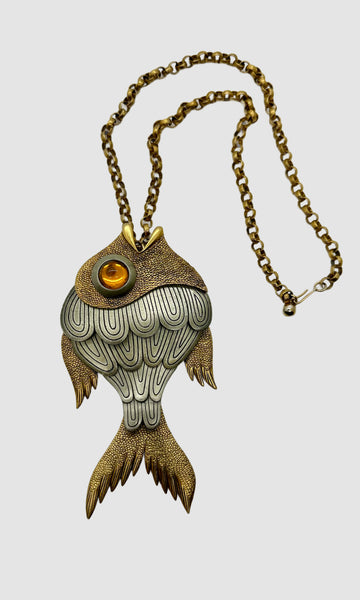 1970s VINTAGE FISH Large Statement Necklace