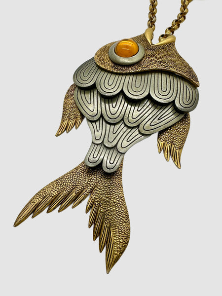 1970s VINTAGE FISH Large Statement Necklace