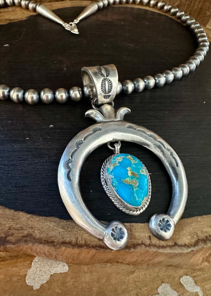 SILVER TURQUOISE HORSEBEND Necklace Pendant