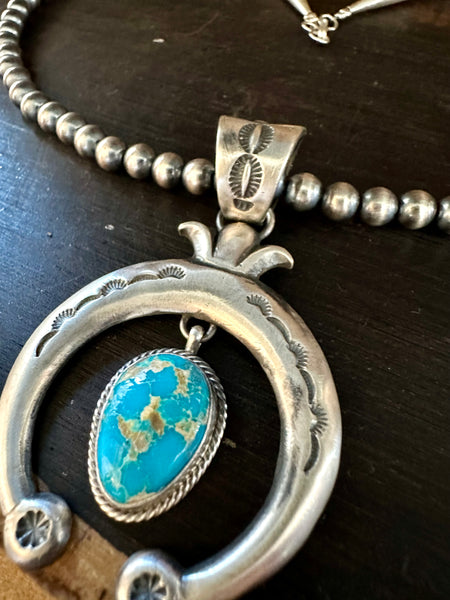 SILVER TURQUOISE HORSEBEND Necklace Pendant
