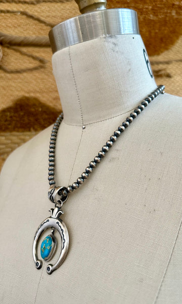 SILVER TURQUOISE HORSEBEND Necklace Pendant