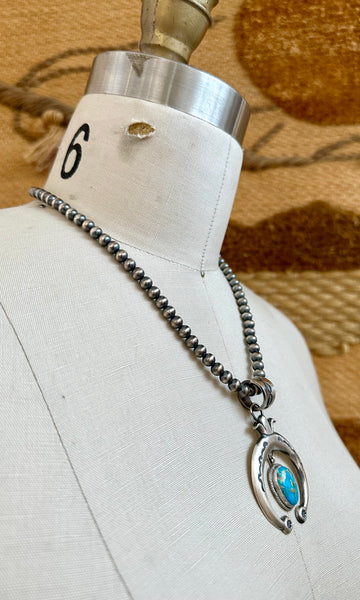 SILVER TURQUOISE HORSEBEND Necklace Pendant