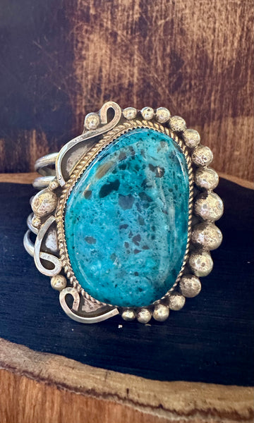 RAY NEZ Chunky Turquoise &  Sterling Silver Cuff • 90g