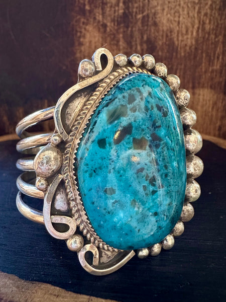 RAY NEZ Chunky Turquoise &  Sterling Silver Cuff • 90g