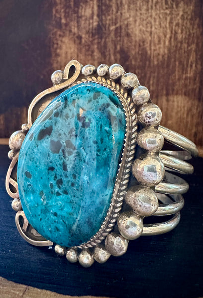 RAY NEZ Chunky Turquoise &  Sterling Silver Cuff • 90g