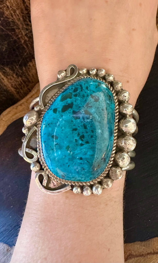 RAY NEZ Chunky Turquoise &  Sterling Silver Cuff • 90g