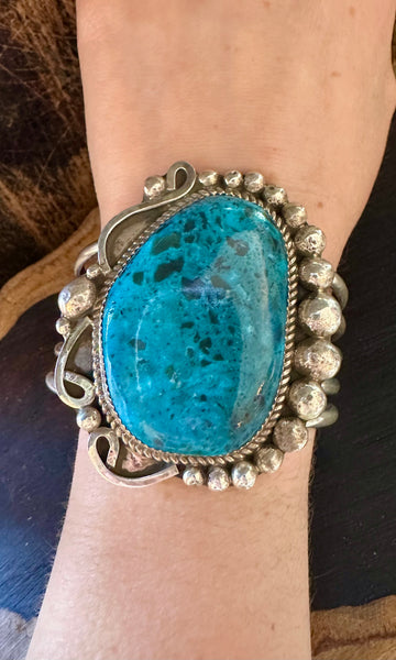 RAY NEZ Chunky Turquoise &  Sterling Silver Cuff • 90g