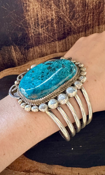 RAY NEZ Chunky Turquoise &  Sterling Silver Cuff • 90g