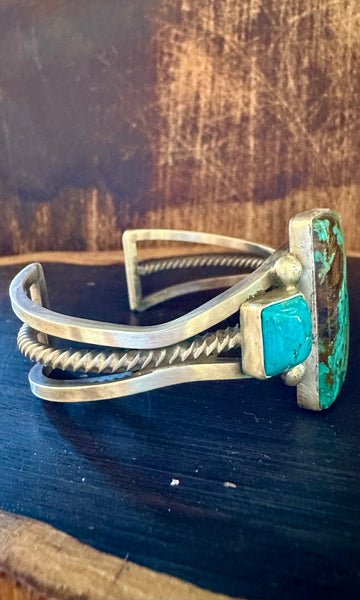 TURQUOISE TETRIS TRIO Sterling Silver Navajo Cuff • 48g
