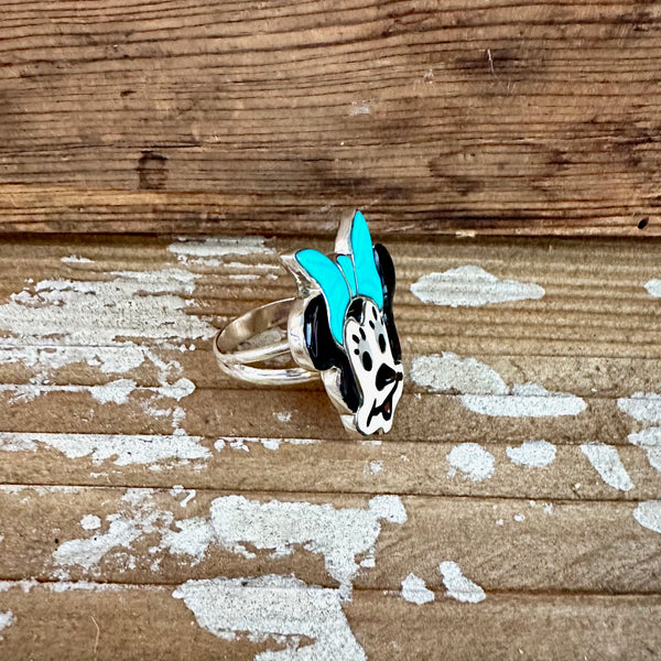 MINNIE MOUSE Zuni Toons Inlay Silver Ring • Size 9