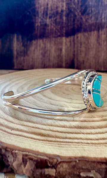 TURQUOISE CRESCENT MOON Sterling Silver Cuff • 10g