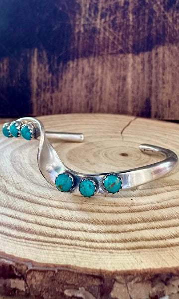 WAVE OF TURQUOISE and Sterling Silver Cuff