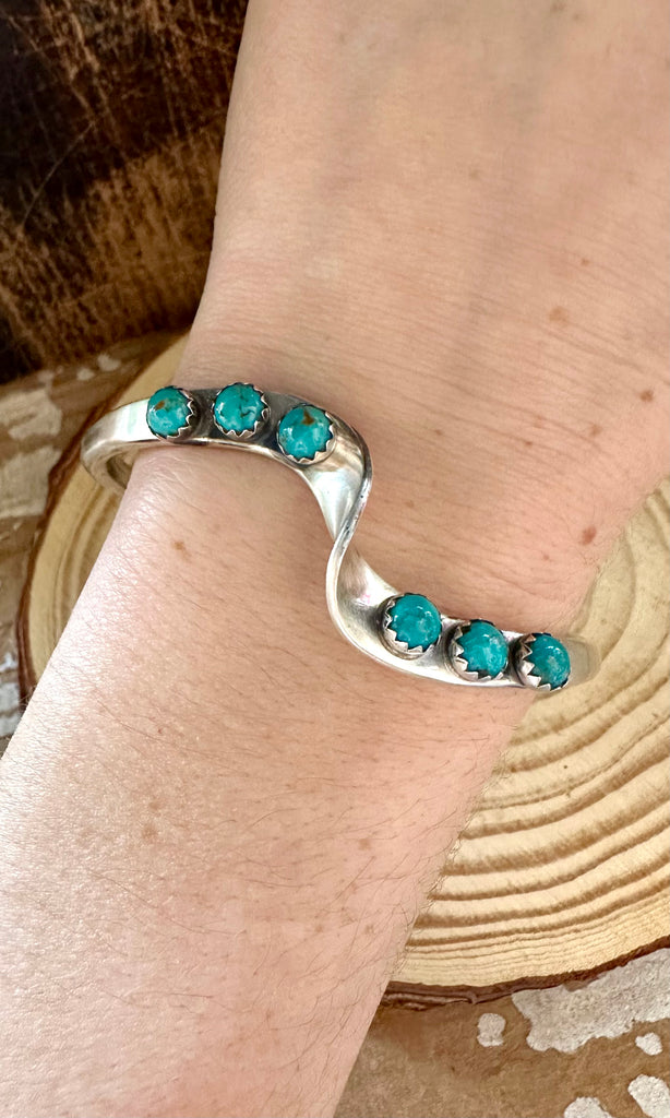 WAVE OF TURQUOISE and Sterling Silver Cuff