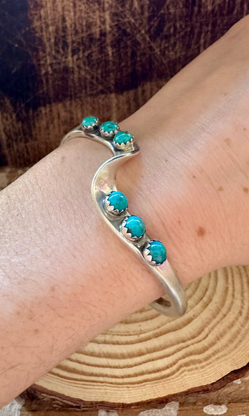 WAVE OF TURQUOISE and Sterling Silver Cuff