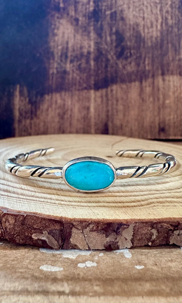 TURQUOISE OVAL Small Sterling Silver Cuff