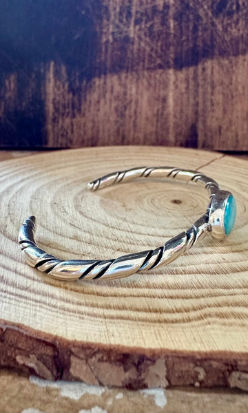 TURQUOISE OVAL Small Sterling Silver Cuff