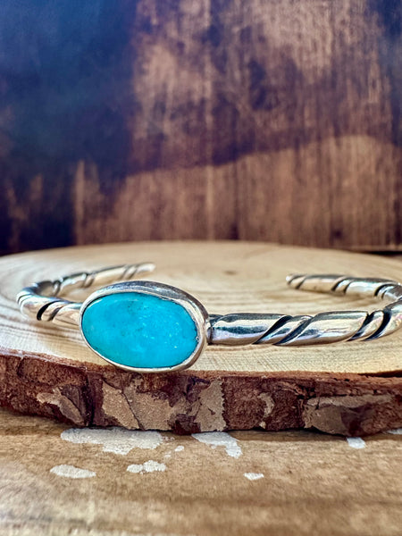 TURQUOISE OVAL Small Sterling Silver Cuff