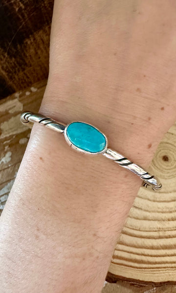 TURQUOISE OVAL Small Sterling Silver Cuff