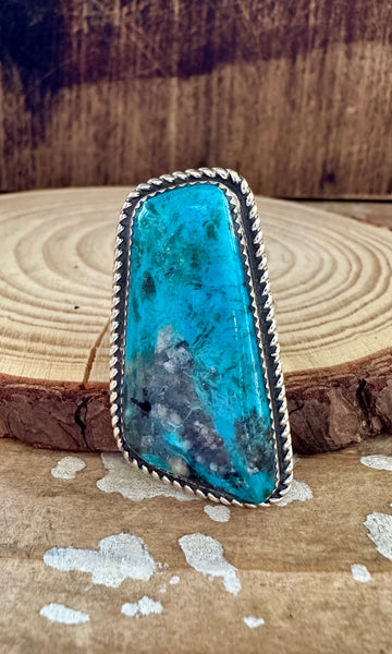 RAY NEZ Statement Kingman Turquoise & Sterling Silver Ring • Size 10 1/2