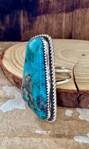 RAY NEZ Statement Kingman Turquoise & Sterling Silver Ring • Size 10 1/2