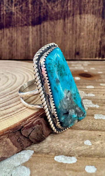 RAY NEZ Statement Kingman Turquoise & Sterling Silver Ring • Size 10 1/2