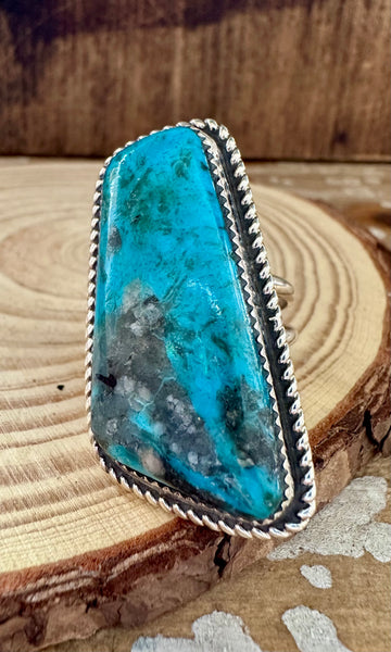 RAY NEZ Statement Kingman Turquoise & Sterling Silver Ring • Size 10 1/2