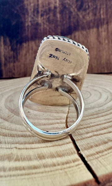 RAY NEZ Statement Kingman Turquoise & Sterling Silver Ring • Size 10 1/2