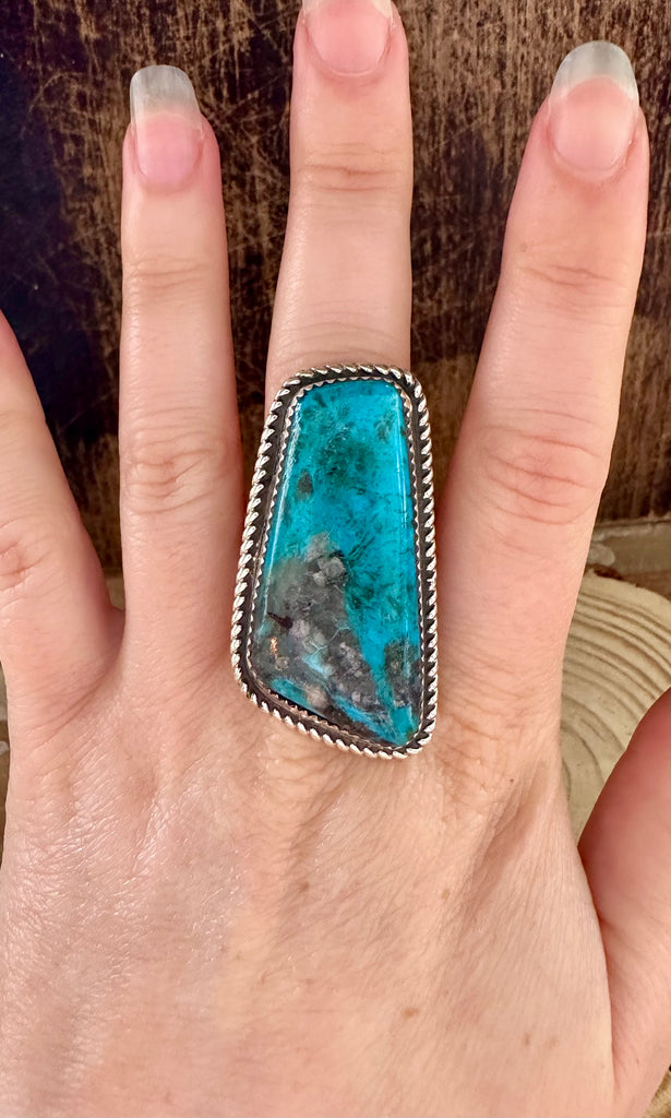 RAY NEZ Statement Kingman Turquoise & Sterling Silver Ring • Size 10 1/2