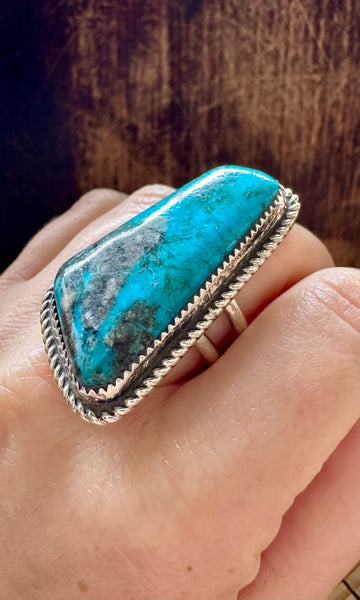 RAY NEZ Statement Kingman Turquoise & Sterling Silver Ring • Size 10 1/2